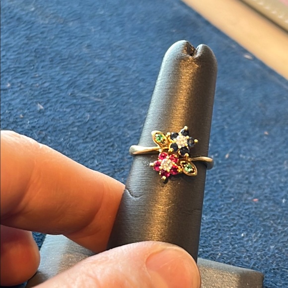 14kt gold ring Elegant Gold and Multicolor Gemstone Ring - Picture 3 of 7